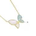 wholesale 925 Sterling Silver Blue Butterfly Necklace for Women, Summer Light Luxury Small Unique Design with White Mother-of-Pearl and Sparkling Diamonds Collarbone Chain, Gift for Girlfriend-0-4