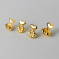 wholesale Metal material s925 silver flower heart earring auxiliary anti-fall anti-droop ear stopper TV heart-shaped support earrings T0009-0-4