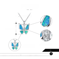 wholesale S925 Sterling Silver Butterfly Iridescent Opal 4A Zircon Necklace, Cross-Border Bestseller Direct from Manufacturer-0-4