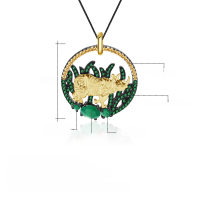 wholesale S925 Silver Green Agate Gemstone Pendant with Designer High-End Animal and Natural Elements Necklace-Natural green agate pendant (with silver chain)