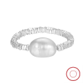 wholesale S925 Sterling Silver Cloud-Pull Jewelry Elastic Crushed Silver Cultured Single Freshwater Pearl Ring-0-2
