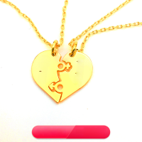 wholesale 925 Sterling Silver Creative Love Couple Necklace Set with Engraving, Matching His and Hers Heart Pendants, Elegant Valentine's Day Gift-copper