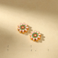 wholesale Gold-plated 925 Ancient Silver Fittings, Enameled Four-Sided Through-Hole Color Gradient Peach Blossom Spacer Beads for DIY Bracelet Weaving Accessories-0-10