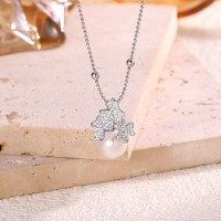 wholesale S925 Sterling Silver Forest-Style Lucky Clover Freshwater Pearl Necklace for Women, Original and Fresh Pendant Chain with Micro-Set Collar Necklace-Three Lives of Happiness Pearl Necklace/approx. 4.44g&gt;TL013351