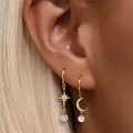 wholesale 925 Sterling Silver New Ins Creative Moon Star Earrings With Marquise Teardrop Zircons And Hoop Clasps-0-1