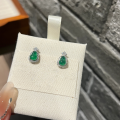 wholesale S925 Sterling Silver Gourd Yang Green Jadeite Ear Studs Inlaid with Jade Full Green Earrings New Chinese Style Light Luxury High-End Ear Accessories-0-1