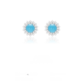 wholesale 925 Silver Gold-Plated Earrings with High Carbon Diamonds, Floral Design, and Blue Turquoise, Hot Selling Fashion Jewelry Versatile Earrings for Women-0-1
