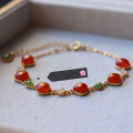 wholesale S925 Silver Natural River-Ice Cherry Red Hetian Jade Bracelet with Southern Red Agate, Versatile and Minimalist Hand Accessory-0-0