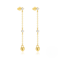 wholesale S925 Sterling Silver New Love Flower Moon Zircon Tassel Earrings,-Gold#1 925 Silver