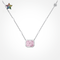 wholesale S925 Sterling Silver Wedding Style European and American Women's Exquisite Cubic Shape 8A Ice-Cut Pink Yellow Zircon Collarbone Necklace-0-0
