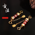 wholesale S925 sterling silver plated with 24K gold inlaid with dzi bead double-eared agate southern red water wave barrel bead DIY jewelry accessories-0-0