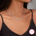 wholesale 925 Sterling Silver Cross-Border Exclusive Light Luxury High-End Feeling Necklace Heart-Shaped Colored Zircon Collarbone Chain Foreign Trade Jewelry for Women-0-2