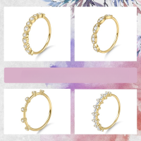 wholesale S925 Sterling Silver Plated with Moissanite Fine Cross-Border Golden Dawn Series Small Ring and Pavé Diamond Ring-Small Moissanite Ring 2 US size 7 (Domestic size 15)