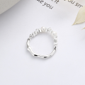 wholesale S925 Sterling Silver Irregular Crushed Silver Spliced Pearl Ring, Fashionable Light Luxury Style, Gentle and Elegant Index Finger Ring-0-1