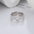 wholesale S925 Sterling Silver Irregular Concave-Convex Wave Design Open Ring French Stylish Luxury Index Finger Ring-0-2