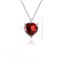 wholesale Fashionable and minimalist S925 silver alloy natural garnet heart pendant necklace-Iridescent Blue-Coated Crystal Pendant (Including Silver Chain)