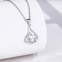 wholesale Sterling silver fashion elegant heart pendant necklace women-DZ015581 (with chain) 925 silver