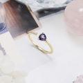 wholesale Sterling Silver Japanese Style Delicate Dreamy Purple Fashion Adjustable Ring with Natural Triangular Iolite Gemstone Geometric Design-0-1