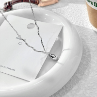 wholesale S925 Sterling Silver New Wave Waterdrop Necklace for Women, French Minimalist Style Versatile Unisex Daily Commute Collarbone Chain-Wave drop necklace/approx. 4.18g>TL014788 sterling silver