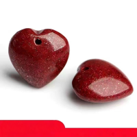 wholesale Metal Material Heart-shaped Pendant Natural Cinnabar Purple Gold Sand High Content Cinnabar Necklace Pendant DIY Jewelry Accessories-One heart pendant (approximately 13.8*12.8 mm)