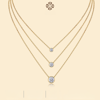 wholesale S925 Silver New Small Ins Stacking Necklace High-end Autumn and Winter Moissanite Collarbone Chain-Moissanite 50 points + 1ct + 2ct