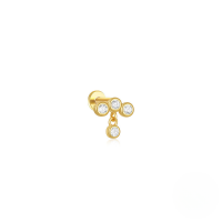 wholesale S925 Sterling Silver Marquise Heart Flat Back Threaded Ear Cartilage Stud With Sparkling Green Crystals-Single gold #3