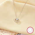 wholesale S925 Silver Cross-Border Best-Selling Circle Zircon Inlaid Necklace, Minimalist Luxury Pendant Choker, Versatile Wish Pearl Bead for Women-0-1