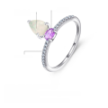 wholesale S925 Sterling Silver New European and American Fashion Natural Gemstone Opal Ring for Women, Cross-Border Simple and Elegant-0-0