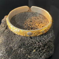 wholesale 9999 Pure Silver Gilded Craft National Style Dragon Phoenix Lotus Ancient Method Pure Silver Bracelet-9999 Sterling Silver Gilded Water Lily Bracelet (Approximately 49g) WZ003214