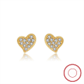 wholesale 14K Gold S925 Sterling Silver Inlaid Diamond Heart Earrings, Simple and Versatile, Direct from Manufacturer-0-0