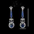 wholesale 925 Silver Gold-Plated Earrings with High-Carbon Diamond and Oval-Cut Royal Blue Synthetic Sapphire Antique Exquisite Women's Earrings-0-1