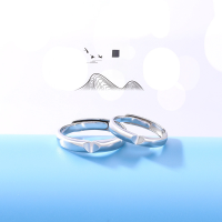 wholesale S925 Silver Korean Fashion Couple Ring Pair with Heart-shaped Indentation Adjustable Open Ring for Men and Women-Women's Rings Adjustable Opening
