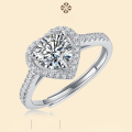 wholesale 925 silver trendy and versatile heart-shaped ring for commuting, niche Moissanite ring popular in live streams and Xiaohongshu-0-0