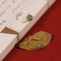 wholesale S925 Sterling Silver Hetian Jade Earrings, New Chinese Style Minimalist Vintage Elegant Gemstone Ear Hoop Jewelry-0-1