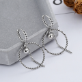 wholesale S925 Sterling Silver European and American Minimalist Twist Circle Tassel Ear Clasp Trendy Fashion Earrings-0-1