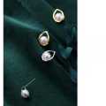 wholesale S925 silver earrings for women, Japanese-style minimalist teardrop-shaped faux pearl shell bead sweet geometric earrings G1740-0-3