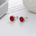 wholesale S925 Sterling Silver Retro Vintage Style South Red Literary and Scholarly Simple Elegant Versatile Earrings for Women-0-0