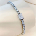 wholesale S925 Sterling Silver Women's Bracelet Simple and Fashionable Full Pavé Diamond Green Emerald Luxury Exquisite Zircon-0-0