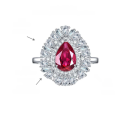 wholesale S925 silver plated with 18k gold, lab-created ruby teardrop 6*9mm high-grade jewelry closed-back ring-0-5