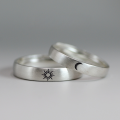 wholesale 925 Sterling Silver Sun Moon Star Couple Rings for Her, Minimalist Creative Student Matching Bands Adjustable for Him-0-0