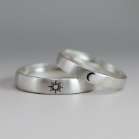 wholesale 925 Sterling Silver Sun Moon Star Couple Rings for Her, Minimalist Creative Student Matching Bands Adjustable for Him-Women's (moon) one opening adjustable