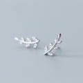 wholesale S925 silver branch diamond earrings for women, leaf-inspired elegant earrings E1813-0-0