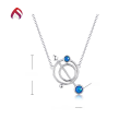 wholesale S925 Silver Cupid's Arrow Synthetic Opal Necklace Women's Blue Opal Romantic Jewelry Necklace-0-4