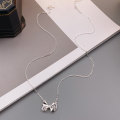 wholesale Silver Maker S999 Lace Bow Necklace, Niche Design Exquisite and Aesthetic Pendant, Gift for Girlfriend, Wholesale-0-3