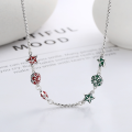 wholesale S925 Sterling Silver Dripping Glue Splice-style Color Block Star Leaf Flower Necklace, Ins Fashion Trend Punk Style-0-1