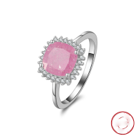 wholesale S925 Sterling Silver "Cloud Pull" Jewelry Pink Diamond Ring with Ice-Cut Zirconia Women's Colored Jewelry Ring-Platinum, approximately 2.98g 9