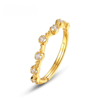 wholesale S925 Sterling Silver New Korean and Japanese Light Luxury Jewelry Fashion Minimalist White Crystal Ring for Women Wholesale from Manufacturers-10K gold + swimming paint Adjustable opening