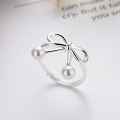 wholesale S925 Sterling Silver Korean Style Unique Creative Fashion Fresh and Elegant Design Bow Small Niche Versatile Ring-0-0