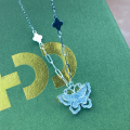 wholesale 999 Silver Maker Original Filigree Inlaid Diamond Butterfly Necklace, Fashionable and Versatile Light Luxury Niche Collarbone Accessory-0-2