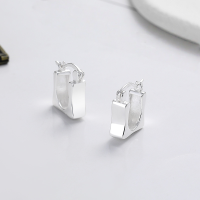 wholesale S925 Sterling Silver Thick Square Rhombus Concave Earrings, Ins Fashion Commuter Versatile Style Light Luxury Wind Earrings for Women-313HR/approx. 2.8g 925 silver